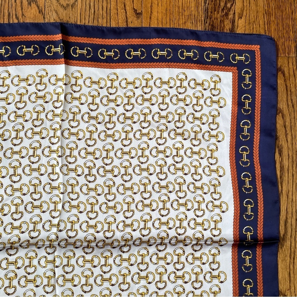 Vintage Horse bit Equestrian Square Scarf Regency Preppy Old Money Riding Polo - Picture 12 of 16